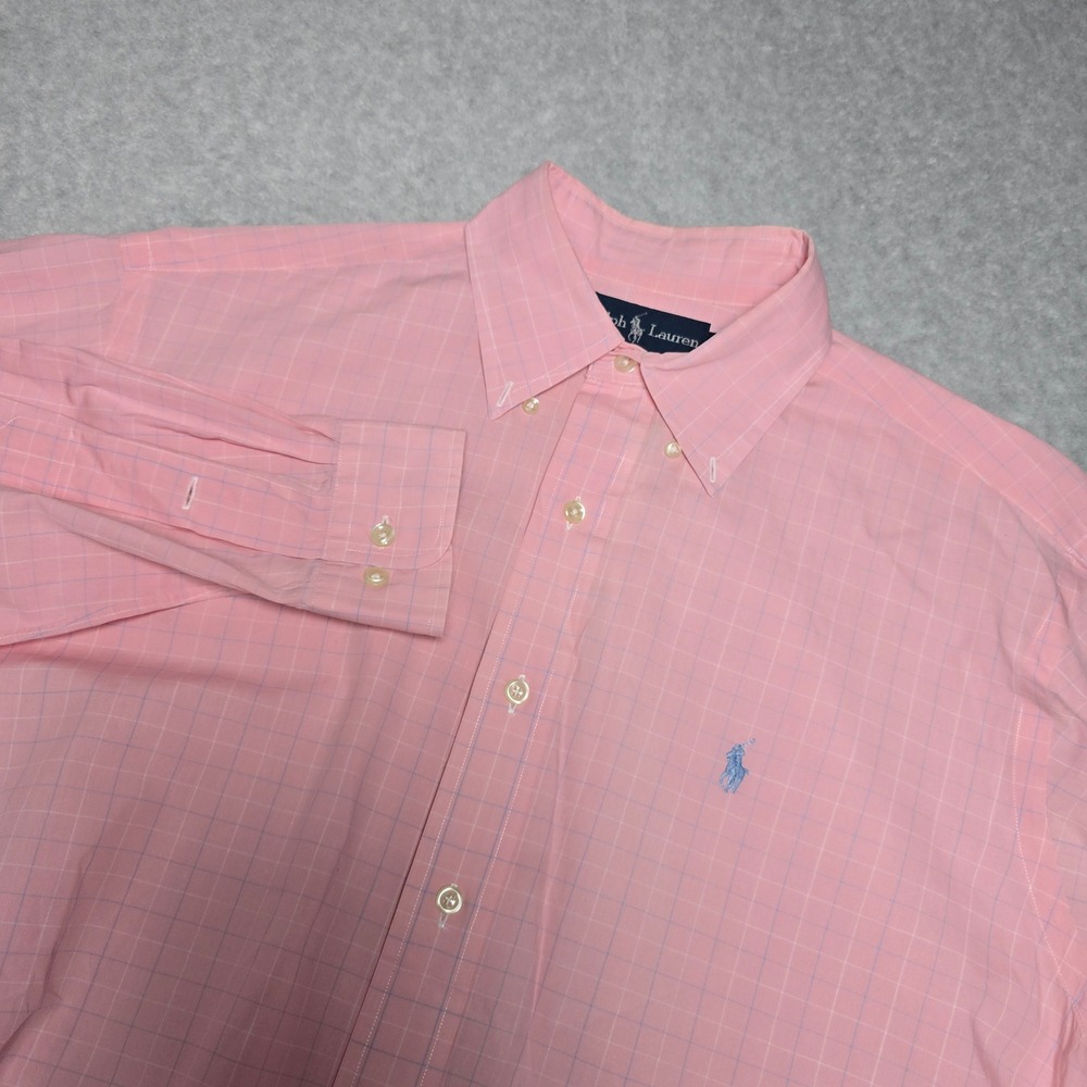 Ralph Lauren Mens Size 15 1/2 Yarmouth Pink Button Down Preppy Shirt Pony Office